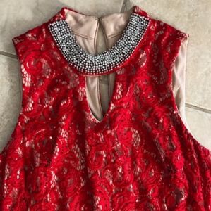 Scarlett Dress Lace Red/Nude Size 12